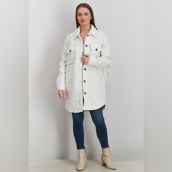 Levi’s Women Light Cream Fringe Fashion Jacket. - Picture 2 of 10